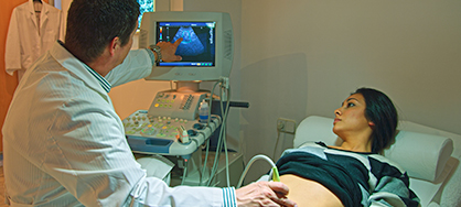 Doctor showing ultrasound